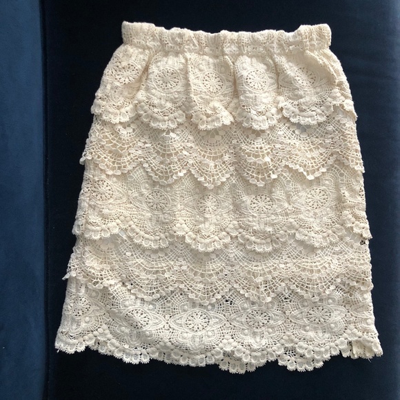 Staring At Stars Urban Outfitters Off-White Crochet Mini Skirt XS - Picture 1 of 7